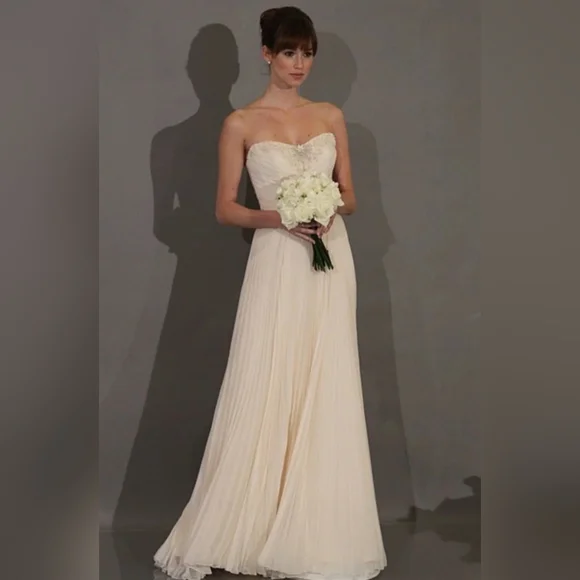 theia beaded wedding dress Dahlia V Neck Beaded Gown